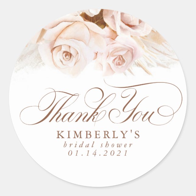 Adesivo Flores Suaves em Pastel Grama de Pampas Obrigado (Frente)