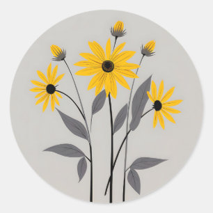 Adesivo Flores Susan de Olhos Negros Minimalistas