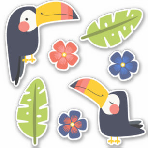 Adesivo Flores tropicais bonitos de Toucans