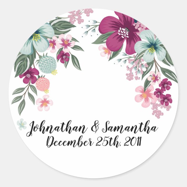 Adesivo Flores tropicais de 20 - 1,5" em branco (Frente)