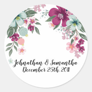 Adesivo Flores tropicais de 20 - 1,5" em branco