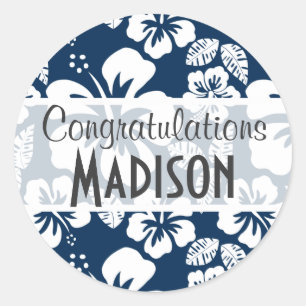 Adesivo Flores Tropicais de Hibisco Azul-Noite Escuro