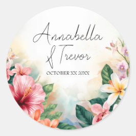 Adesivo Flores Tropicais Havaianas Casamento Nome Personal