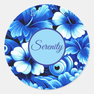 Adesivo Flores tropicais havaianas Hibiscus Cobalt Serenid