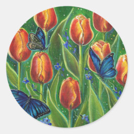 Adesivo Flores Tulip com borboletas por Renee Lavoie