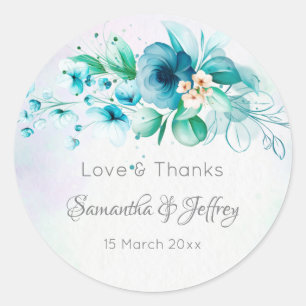 Adesivo Flores verdes azuis florais presentes de casamento