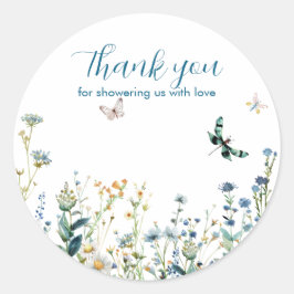 Adesivo Flores verdes e azuis obrigado você