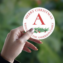 Adesivo Flores Vermelhas Cegas Berries Monograma Feliz Nat