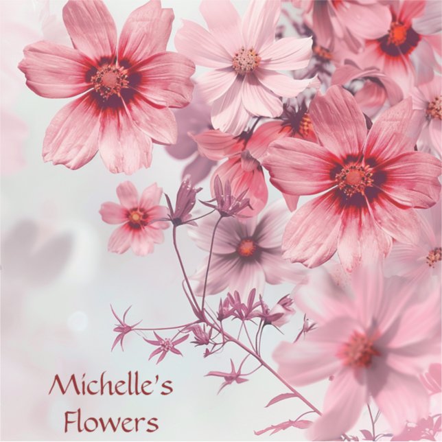 Adesivo Flores Vermelhas Cor-de-Água Rosa (Frente)