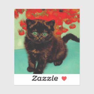 Adesivo Flores Vermelhas de Gogh Pretas