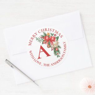 Adesivo Flores Vermelhas Frutas Monograma Feliz Natal