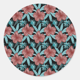 Adesivo Flores vermelhas padrão uniforme tropical folhas &