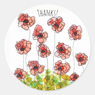 Adesivo Flores Vermelhas Whimsical, Agradecimento