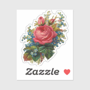 Adesivo Flores Vintage Rosas Azuis e Rosadas Floral