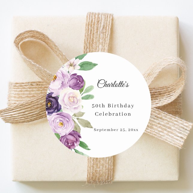 Adesivo Flores violeta roxo aniversário (Criador carregado)