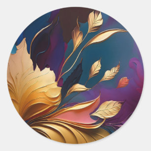 Adesivo Florescimento Dourado – Composição Floral Abstrata