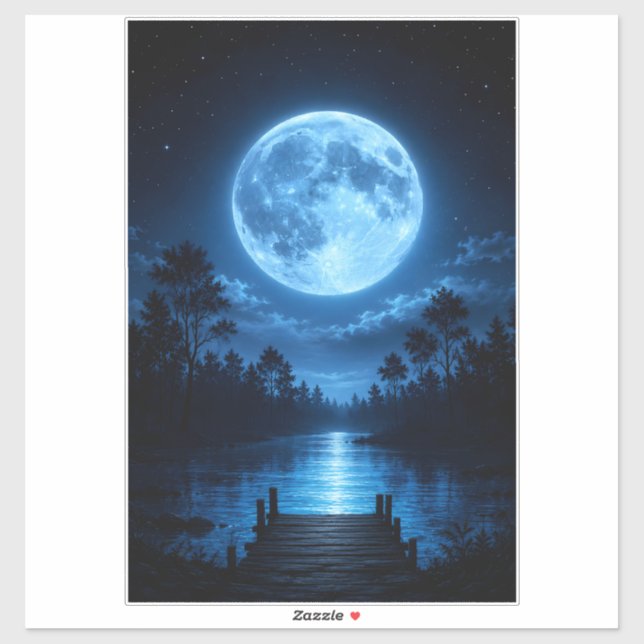 Adesivo Floresta Celestial Iluminada pela Lua Estética Ref (Folha)