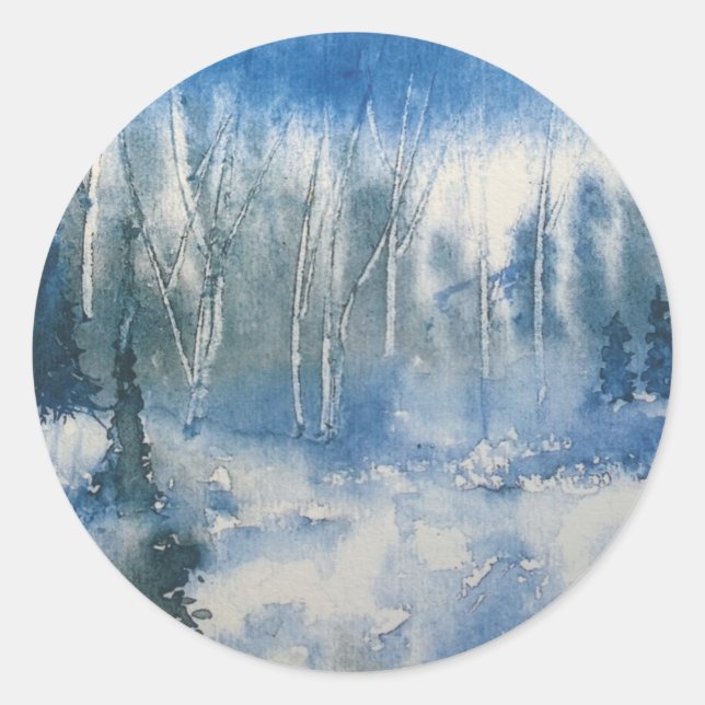 Adesivo Floresta com Árvores em Azul e Branco (Frente)
