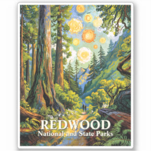 Adesivo Floresta da Montanha Redwood Pintura Colorida de C