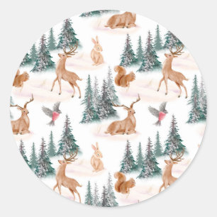 Adesivo Floresta de Animais do Natal no Inverno