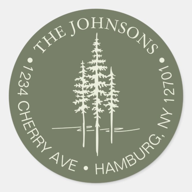Adesivo Floresta de Árvore Moderna Endereço de Devolução d (Frente)