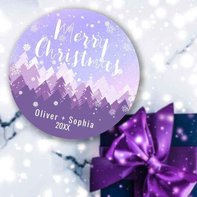 Adesivo Floresta de Neve de Natal Roxo (Criador carregado)