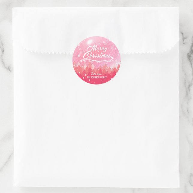 Adesivo Floresta de Neve Pacífica Rosa Personalizada Natal (Bolsa)