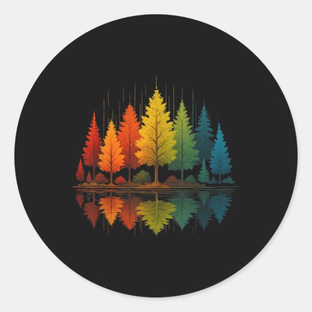 Adesivo Floresta de Reflexão da Natureza Árvores Vida Selv (Frente)