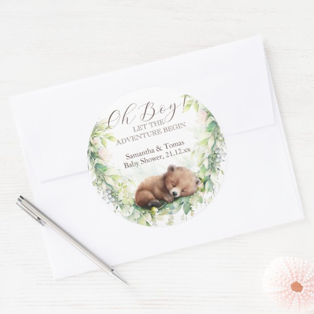 Adesivo Floresta Florestal Chá de Bebê Verde (Envelope)