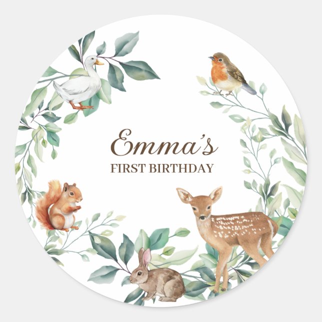 Adesivo Floresta Florestal Florestal Primeiro Aniversário (Frente)