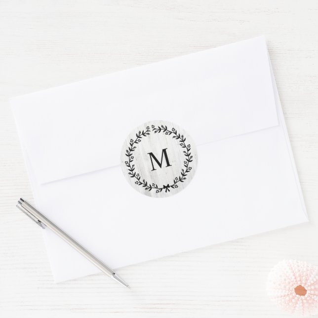 Adesivo Floresta Moderna Laurel Wreath Monogramas Madeira (Envelope)