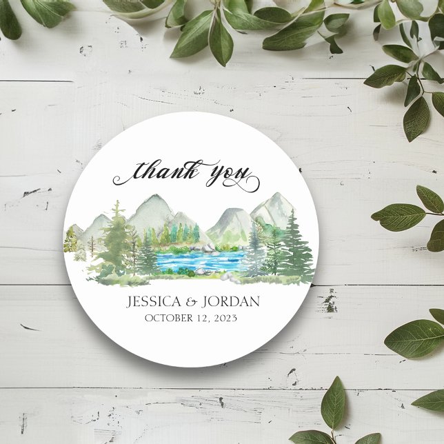 Adesivo Floresta Montanhosa Rio Aquarela Casamento Rústico (Criador carregado)