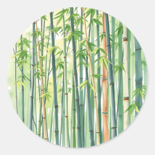 Adesivo Floresta Pacífica de Bambu em Aquarela