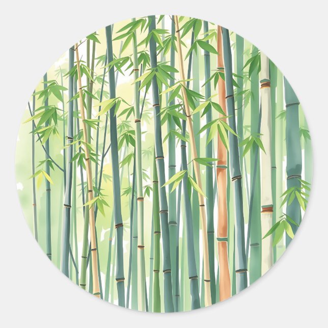 Adesivo Floresta Pacífica de Bambu em Aquarela (Frente)