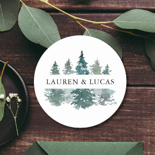 Adesivo Floresta Rustic Pine Trees Obrigado Casamento