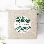 Adesivo Floresta Selvagem | Casamento Botânico Personaliza<br><div class="desc">Coloque o seu convite em envelopes ou favores com esses adesivos botânicos elegantes que contêm seus nomes enquadrados por uma borda superior e inferior de folhagem de água de inverno em tons ricos de verde-caçador. Coordena-se com a nossa coleção de casamento da Floresta Selvagem.</div>