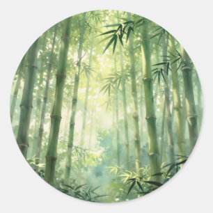 Adesivo Floresta Serena de Bambu com Brilho de Nevoeiro