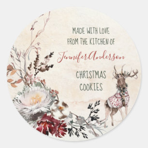 Adesivo Floresta Woodland Deer Christmas Bakery Cookies co