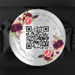 Adesivo Florestas de Silver Burgundy - Casamento geométric<br><div class="desc">Decorado com rosas de cor aquosa,  em burgundy e rosa. Um fundo de olhar mal prateado. Um quadro geométrico. Adicione sua url para seu site de casamento.</div>