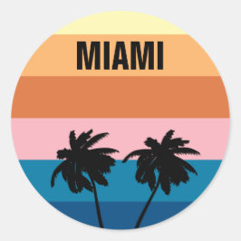 Adesivo Flórida Miami Vintage Sunset Palm Trees Viagem