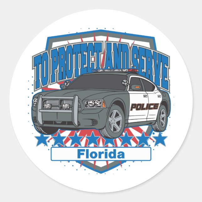 Adesivo Flórida para Proteger e Servir Carro da Polícia (Frente)