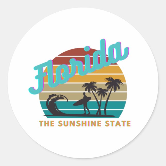 Adesivo Florida State Retro Vintage Sunset (Frente)