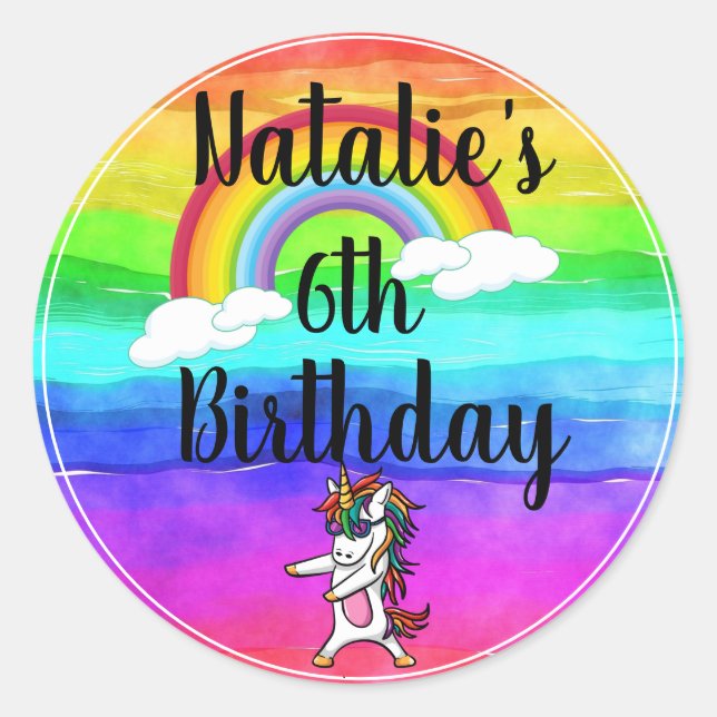 Adesivo Floss Dance Unicorn Rainbow Birthday (Frente)