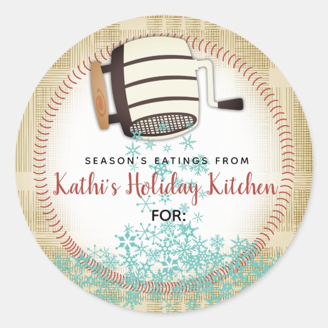 Adesivo Flour sifter snowflake feriado assado personalizad (Frente)