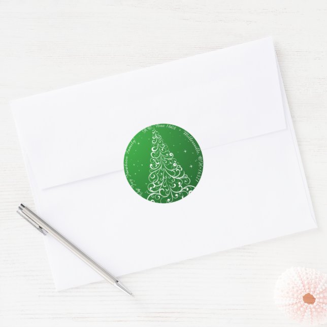 Adesivo Flourar o endereço verde da árvore de Natal (Envelope)
