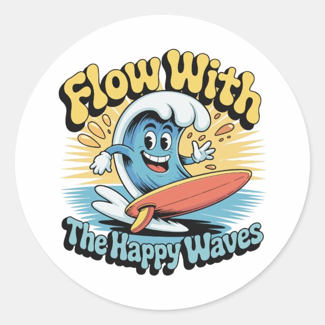 Adesivo Flow With The Happy Waves Waterproof Sticker (Frente)