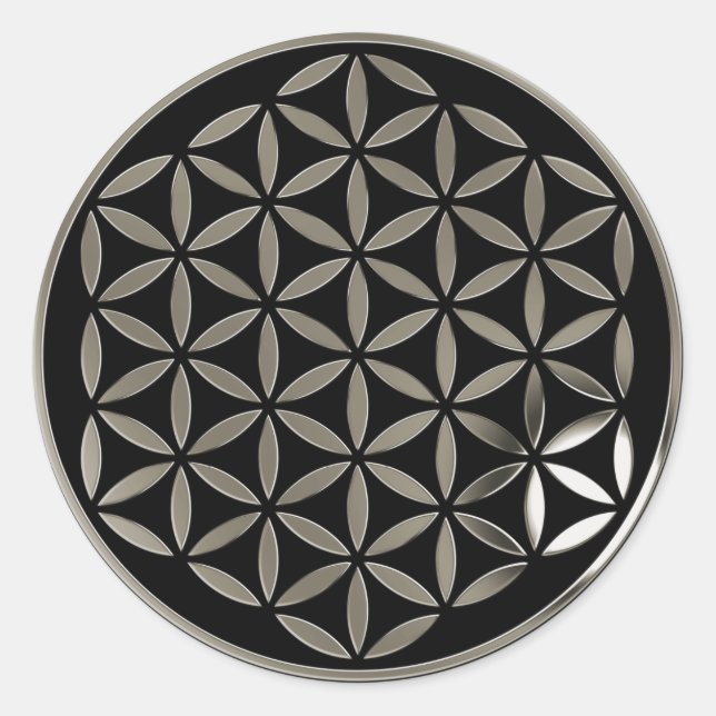 Adesivo Flower Of Life - Silver 1 stamp | black (Frente)