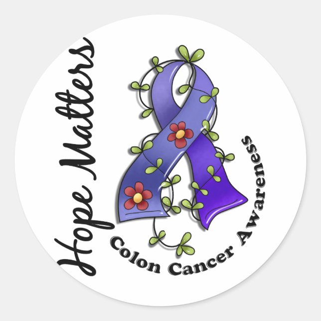 Adesivo Flower Ribbon 4 Hope Importa Cancer Colon (Frente)