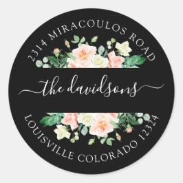 Adesivo Flowers Brancos de Blush Retorno de Endereço Envel