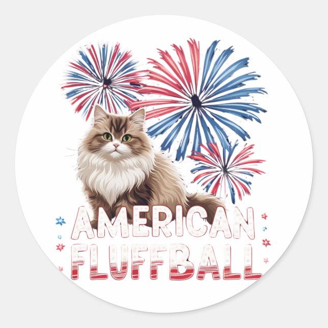 Adesivo Fluffball Americano - Vinheta Gato (Frente)